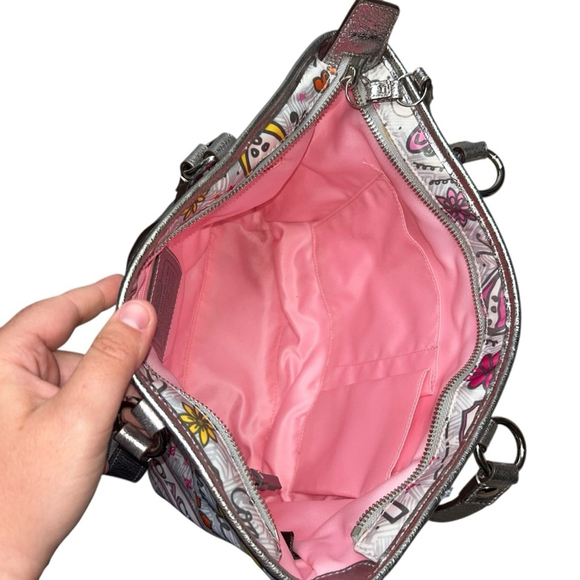 Coach Vintage Poppy Metallic Bandana Graffiti Butterfly Shoulder Bag Tote Purse - Picture 13 of 16